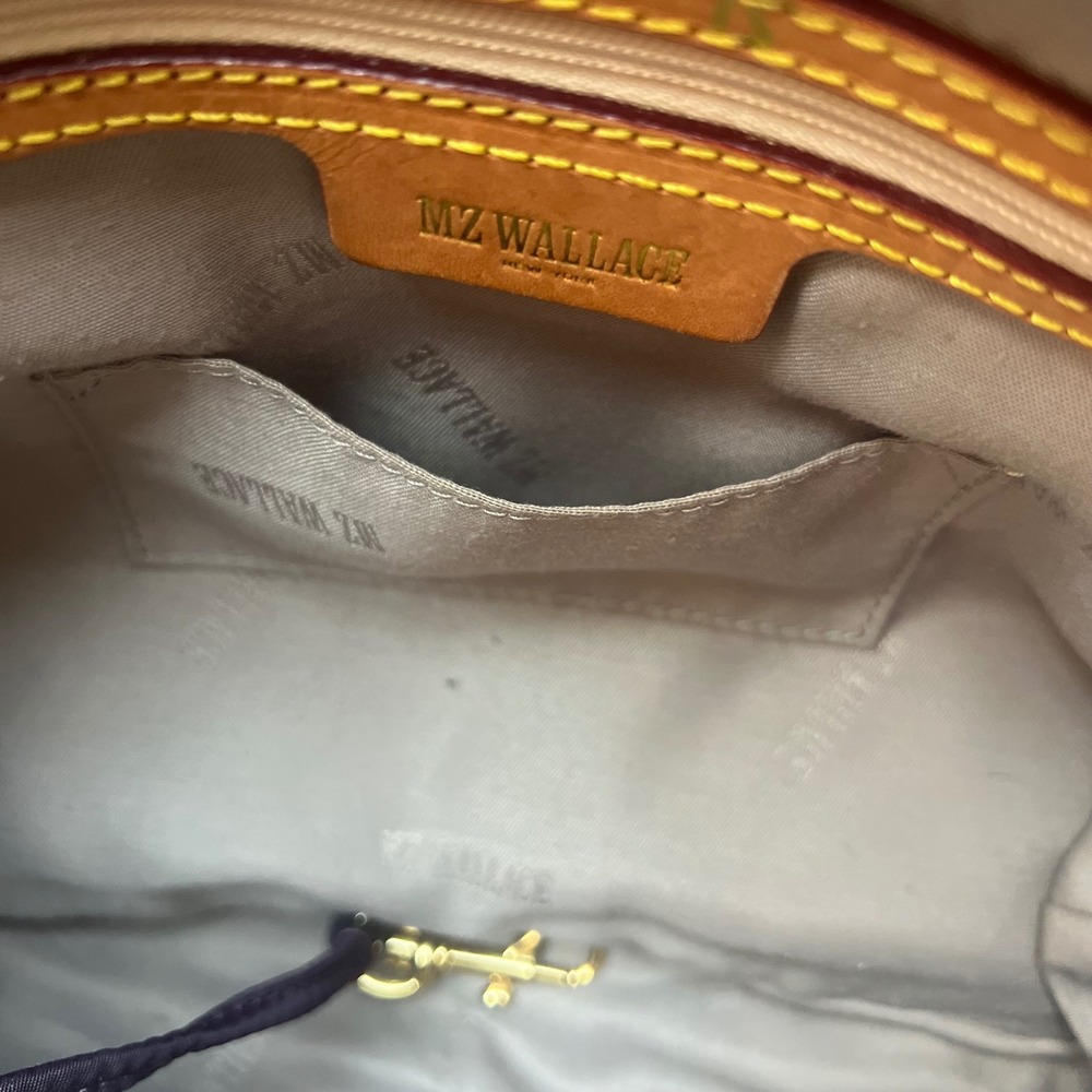 MZ Wallace Jane Satchel Bag Eggplant Plum Purple Nylon Leather Trim Designer‎ - Picture 7 of 16